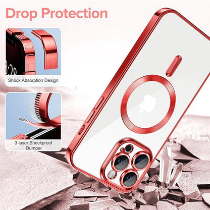 MagSafe Case for Apple iPhone 12 Pro Max, Techsuit, Luxury Crystal, Red