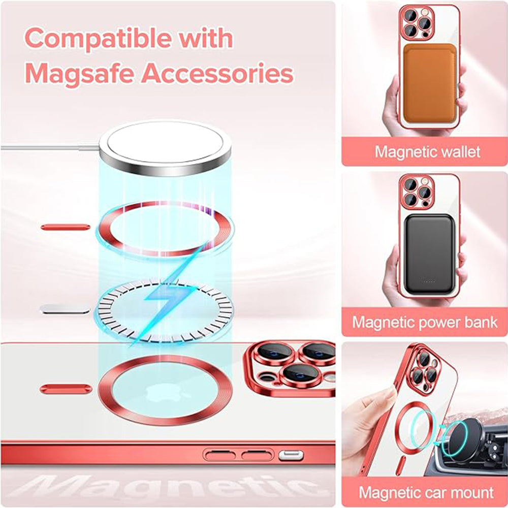 MagSafe Case for Apple iPhone 12 Pro Max, Techsuit, Luxury Crystal, Red