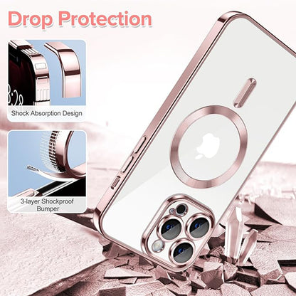 Coque MagSafe pour Apple iPhone 12 Pro Max, Techsuit, Luxury Crystal, Rose