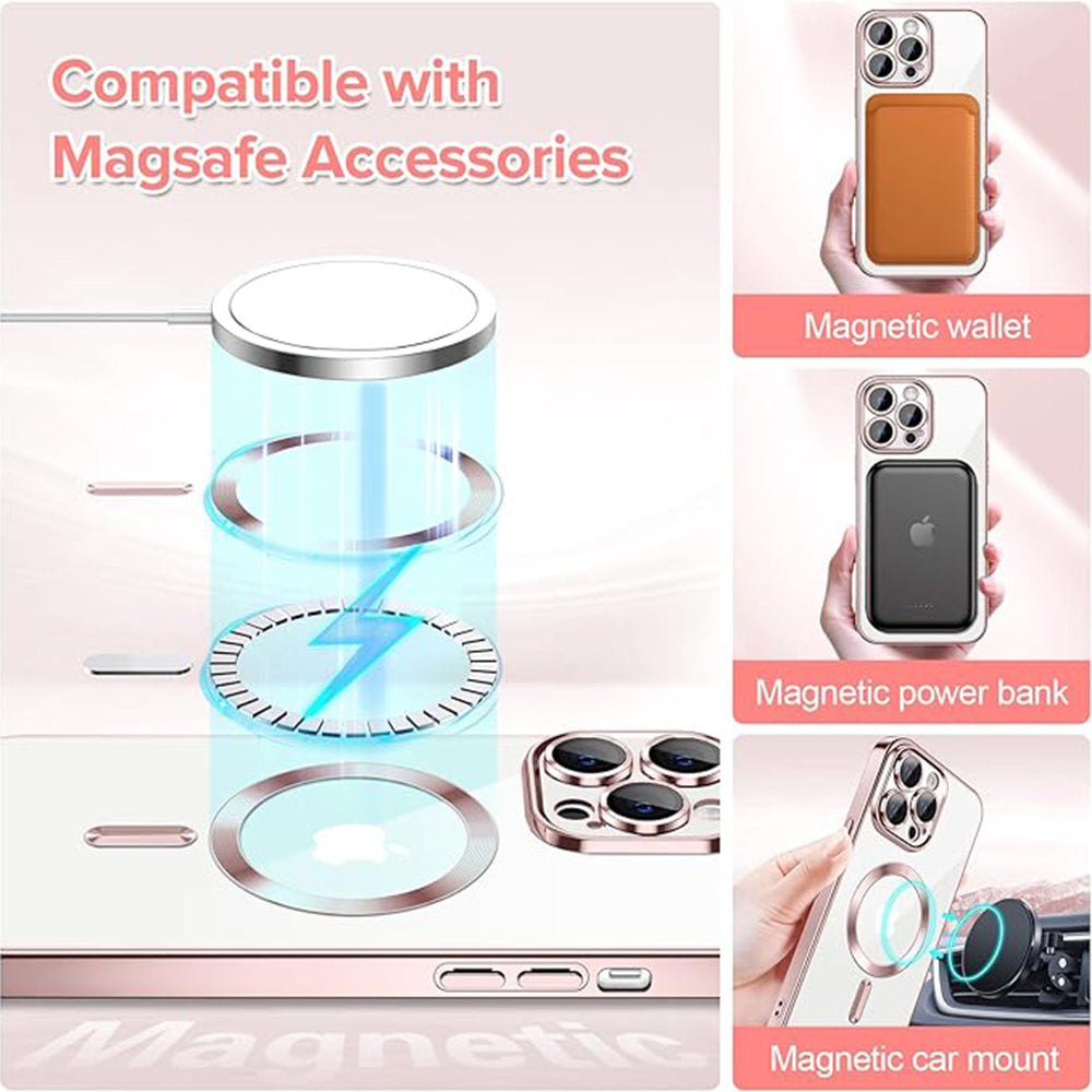 Coque MagSafe pour Apple iPhone 12 Pro Max, Techsuit, Luxury Crystal, Rose