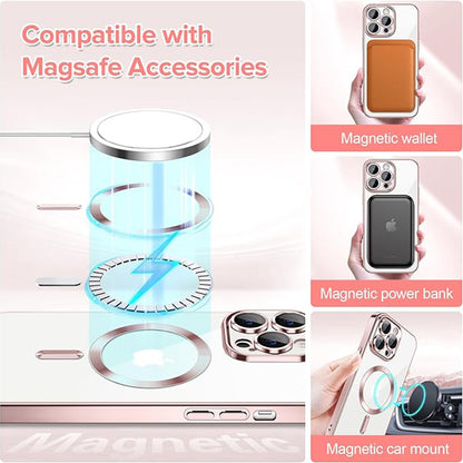Coque MagSafe pour Apple iPhone 12 Pro Max, Techsuit, Luxury Crystal, Rose