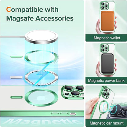 MagSafe-Hülle für Apple iPhone 12 Pro Max, Techsuit, Luxury Crystal, Hellgrün