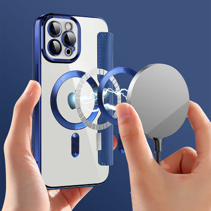Coque MagSafe pour Apple iPhone 12 Pro Max, Techsuit, SmartMag Book, Bleue