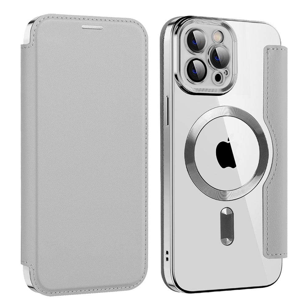 Coque MagSafe pour Apple iPhone 12 Pro Max, Techsuit, SmartMag Book, Gris