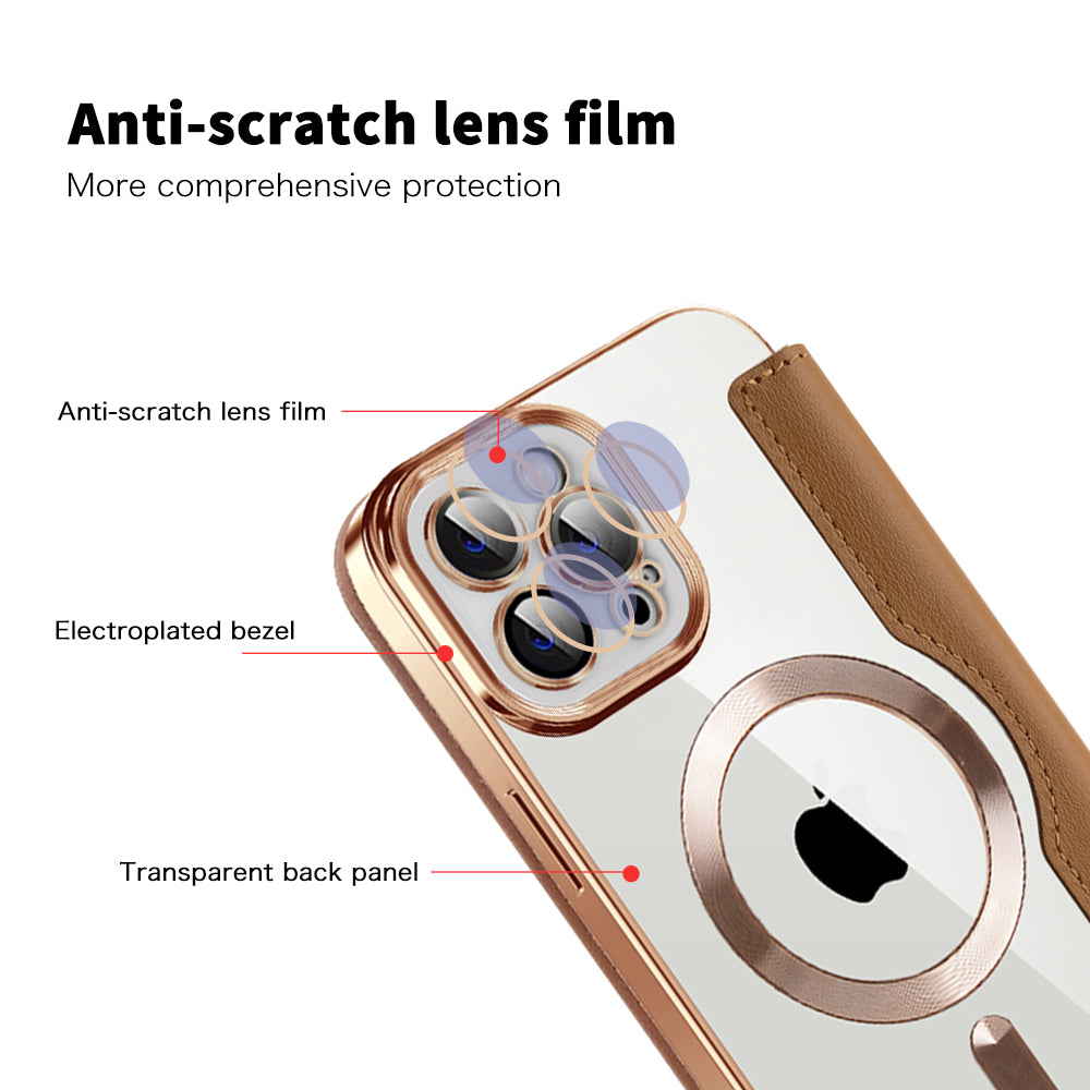Coque MagSafe pour Apple iPhone 12 Pro Max, Techsuit, SmartMag Book, Marron