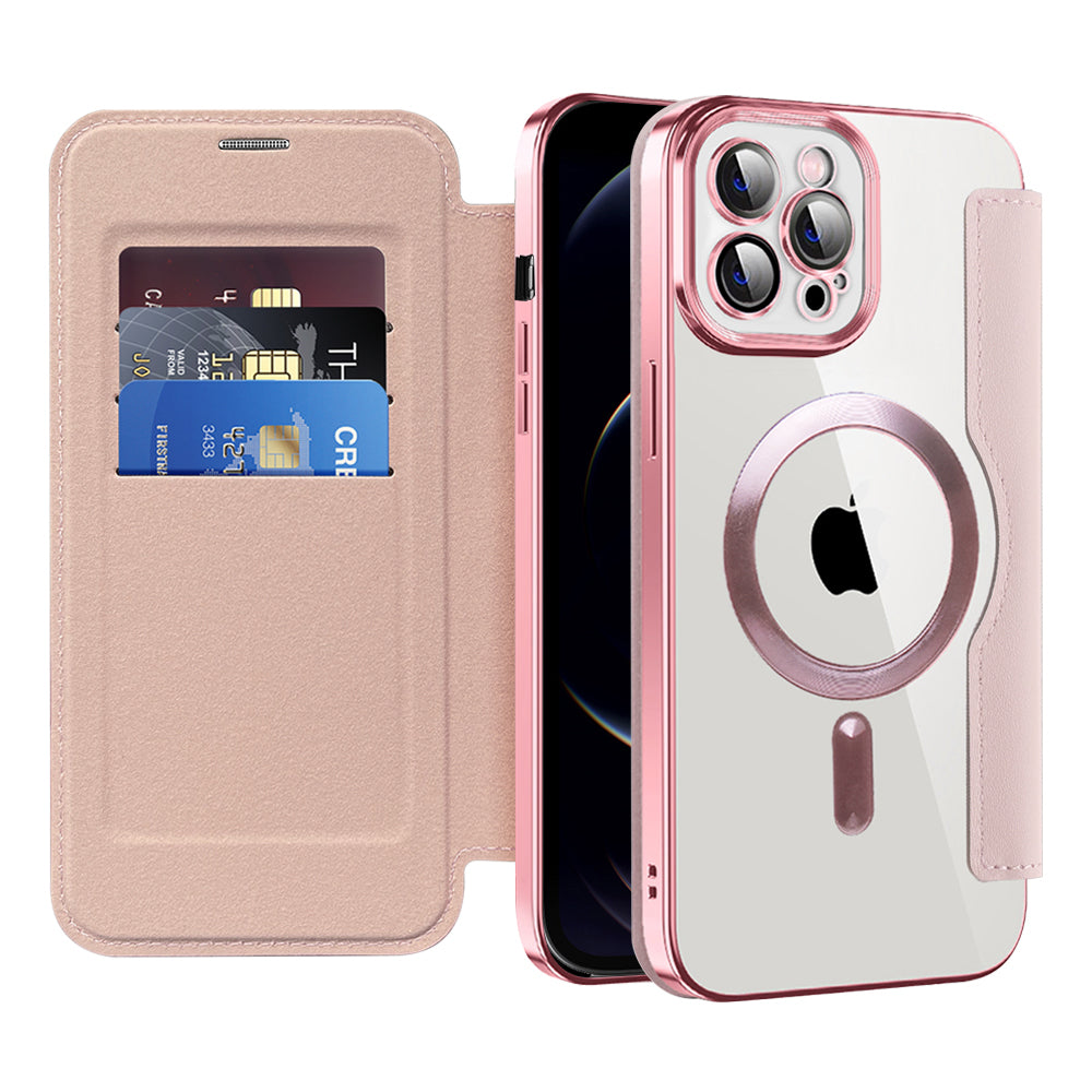Coque MagSafe pour Apple iPhone 12 Pro Max, Techsuit, SmartMag Book, Rose