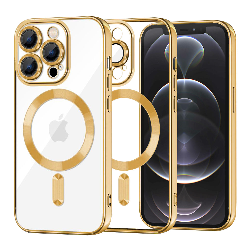 Coque MagSafe pour Apple iPhone 12 Pro, Techsuit, Luxury Crystal, Dorée