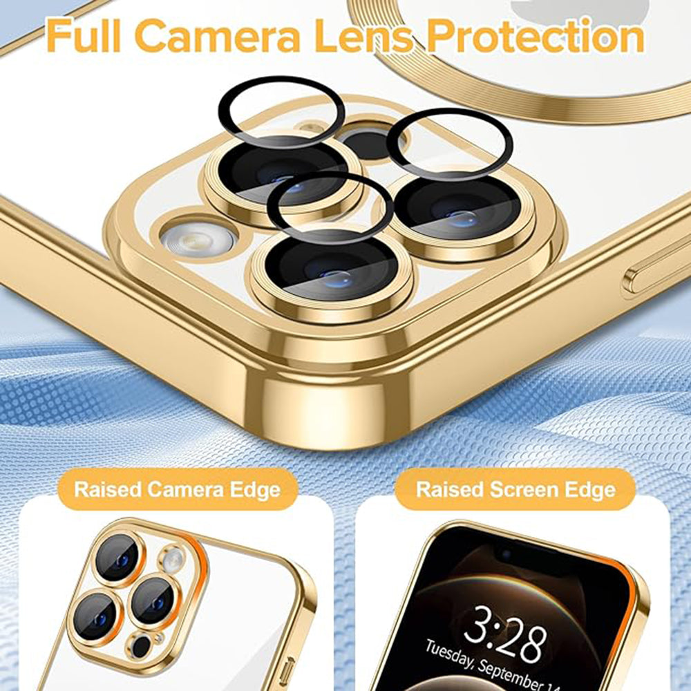 Coque MagSafe pour Apple iPhone 12 Pro, Techsuit, Luxury Crystal, Dorée