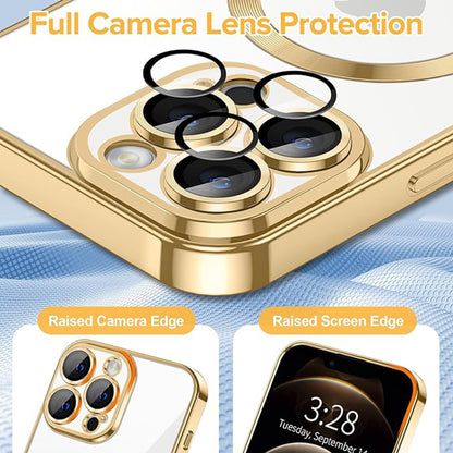 Coque MagSafe pour Apple iPhone 12 Pro, Techsuit, Luxury Crystal, Dorée