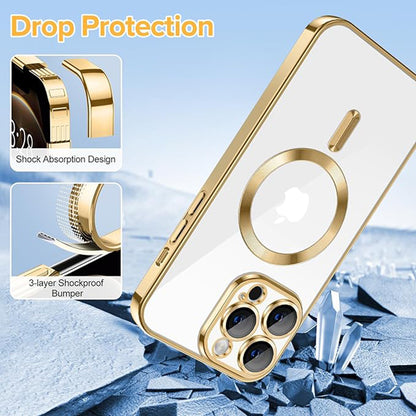 Coque MagSafe pour Apple iPhone 12 Pro, Techsuit, Luxury Crystal, Dorée