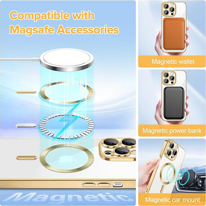 Coque MagSafe pour Apple iPhone 12 Pro, Techsuit, Luxury Crystal, Dorée