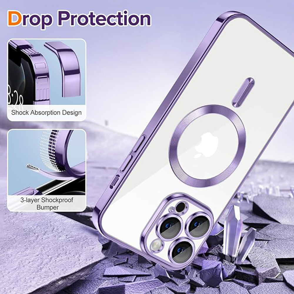 MagSafe-Hülle für Apple iPhone 12 Pro, Techsuit, Luxury Crystal, Hellviolett