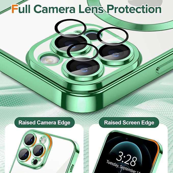 MagSafe-Hülle für Apple iPhone 12 Pro, Techsuit, Luxury Crystal, Hellgrün