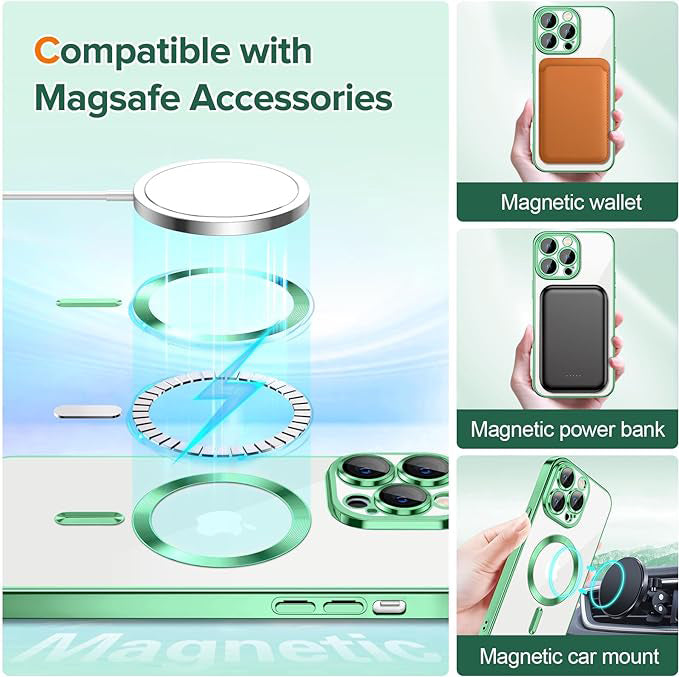 MagSafe-Hülle für Apple iPhone 12 Pro, Techsuit, Luxury Crystal, Hellgrün