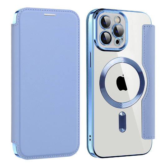 MagSafe Case for Apple iPhone 12 Pro, Techsuit, SmartMag Book, Blue
