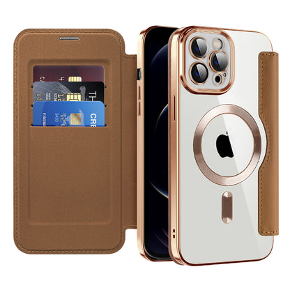 Coque MagSafe pour Apple iPhone 12 Pro, Techsuit, SmartMag Book, Marron