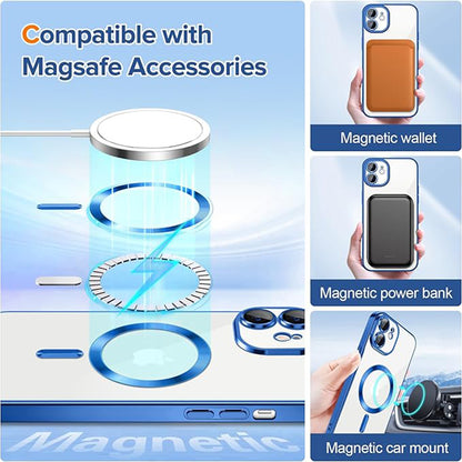 MagSafe-Hülle für Apple iPhone 12, Techsuit, Luxury Crystal, Dunkelblau