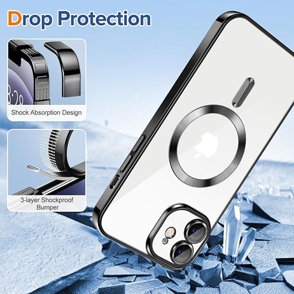 Coque MagSafe pour Apple iPhone 12, Techsuit, Luxury Crystal, Noire