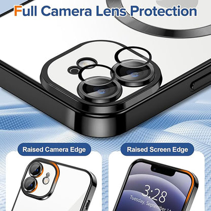 Coque MagSafe pour Apple iPhone 12, Techsuit, Luxury Crystal, Noire