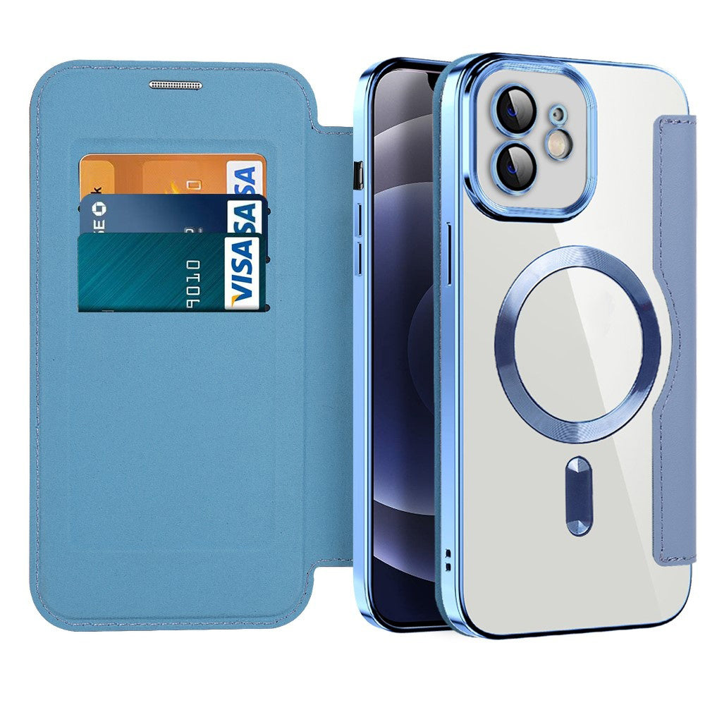 Coque MagSafe pour Apple iPhone 12, Techsuit, SmartMag Book, Bleu