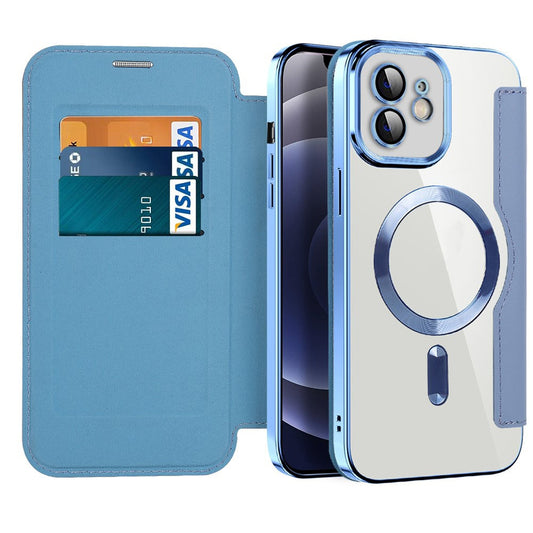 Coque MagSafe pour Apple iPhone 12, Techsuit, SmartMag Book, Bleu