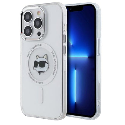 Coque MagSafe pour Apple iPhone 13 Pro Max, Karl Lagerfeld, IML Metal Choupette's Head, Blanche