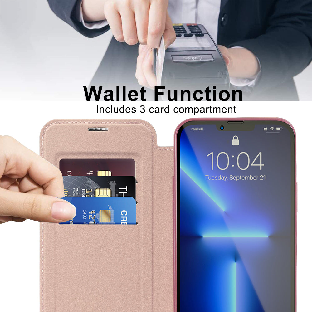 MagSafe Case for Apple iPhone 13 Pro Max, Techsuit, SmartMag Book, Pink