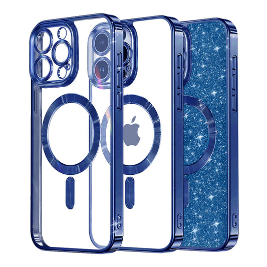 MagSafe-Hülle für Apple iPhone 13 Pro, Techsuit, Luxury Glitter, Dunkelblau