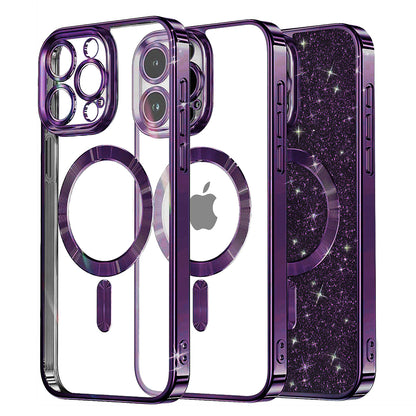 Coque MagSafe pour Apple iPhone 13 Pro, Techsuit, Luxury Glitter, Violet Foncé