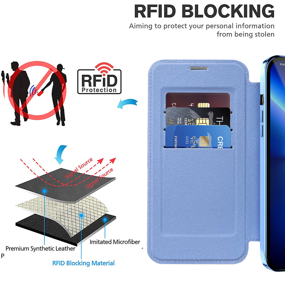 MagSafe Case for Apple iPhone 13 Pro, Techsuit, SmartMag Book, Blue