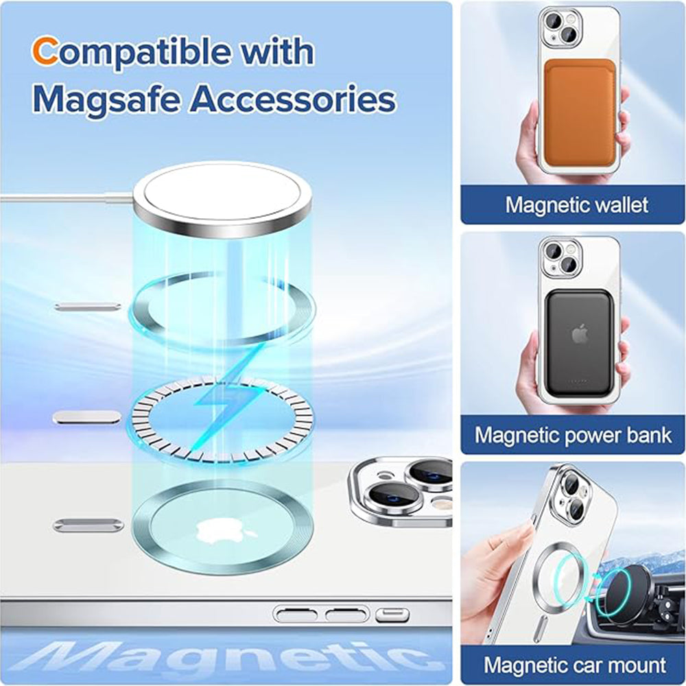 MagSafe-Hülle für Apple iPhone 13, Techsuit, Luxury Crystal, Silber