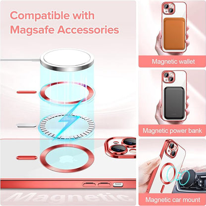 MagSafe-Hülle für Apple iPhone 13, Techsuit, Luxury Crystal, Rot