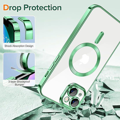 Coque MagSafe pour Apple iPhone 13, Techsuit, Luxury Crystal, Vert Clair