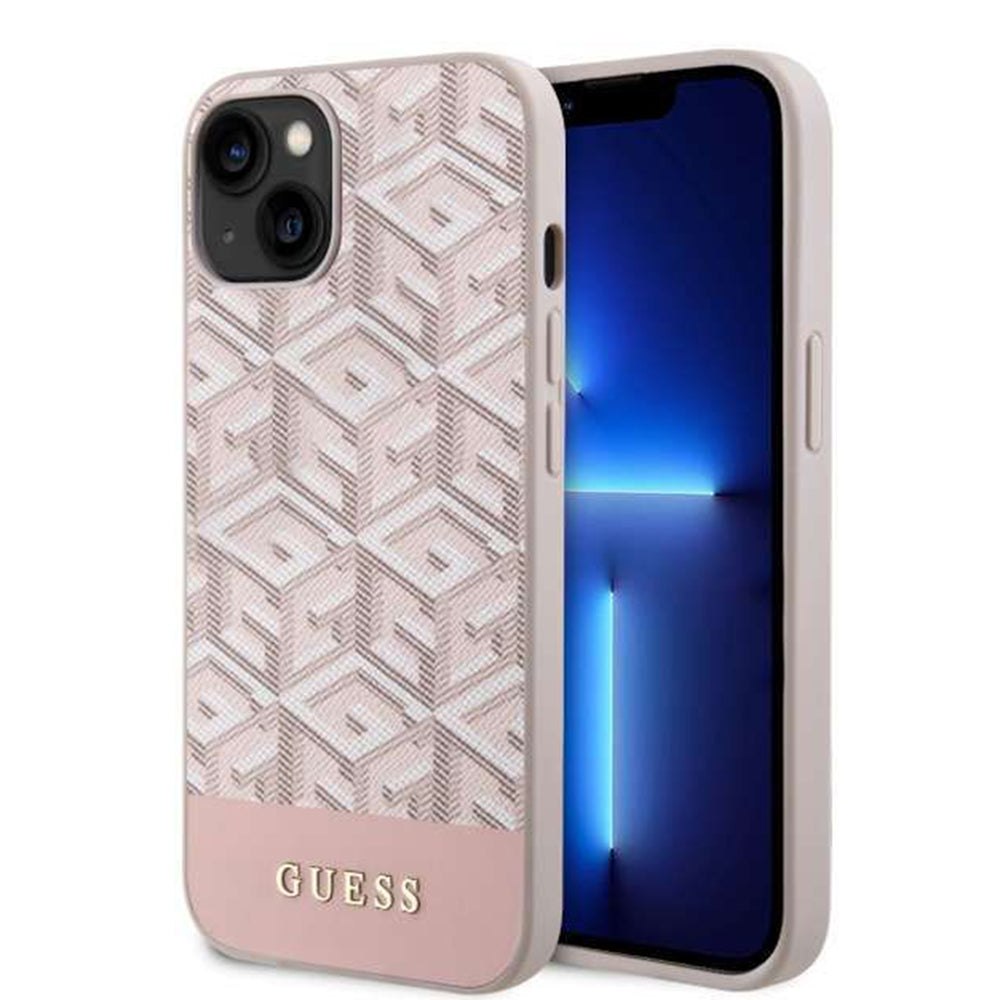 Coque MagSafe pour Apple iPhone 14, Guess, GCube Stripes, Rose