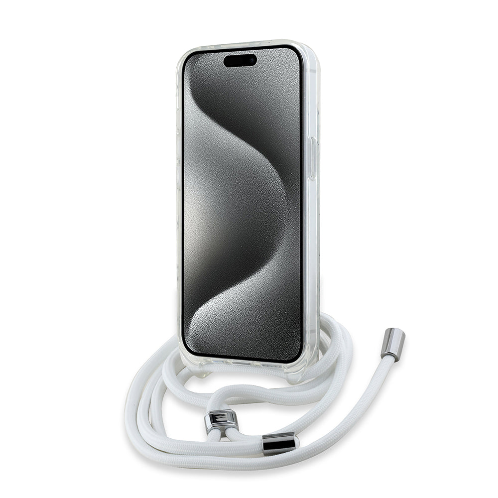 MagSafe Hülle für Apple iPhone 14, Karl Lagerfeld, IML Crossbody Choupette's Head mit Trageriemen, Transparent