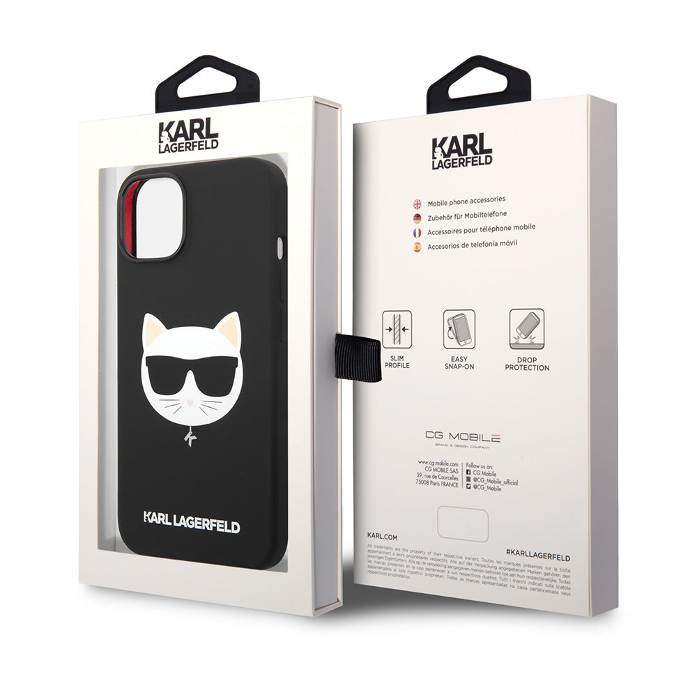MagSafe Case for Apple iPhone 14 Plus, Karl Lagerfeld, Silicone Choupette's Head, Black