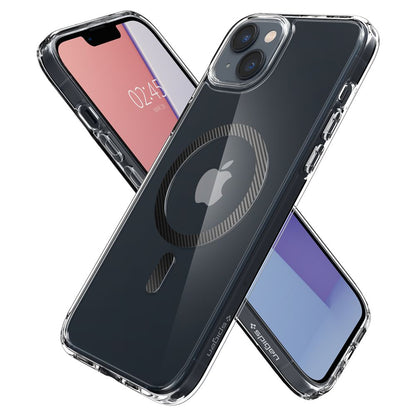 Coque MagSafe pour Apple iPhone 14 Plus, Spigen, Ultra Hybrid Carbon, Transparente