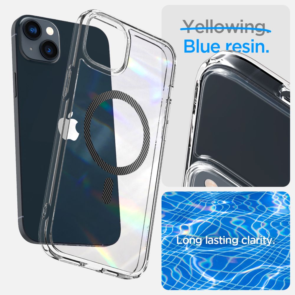Coque MagSafe pour Apple iPhone 14 Plus, Spigen, Ultra Hybrid Carbon, Transparente
