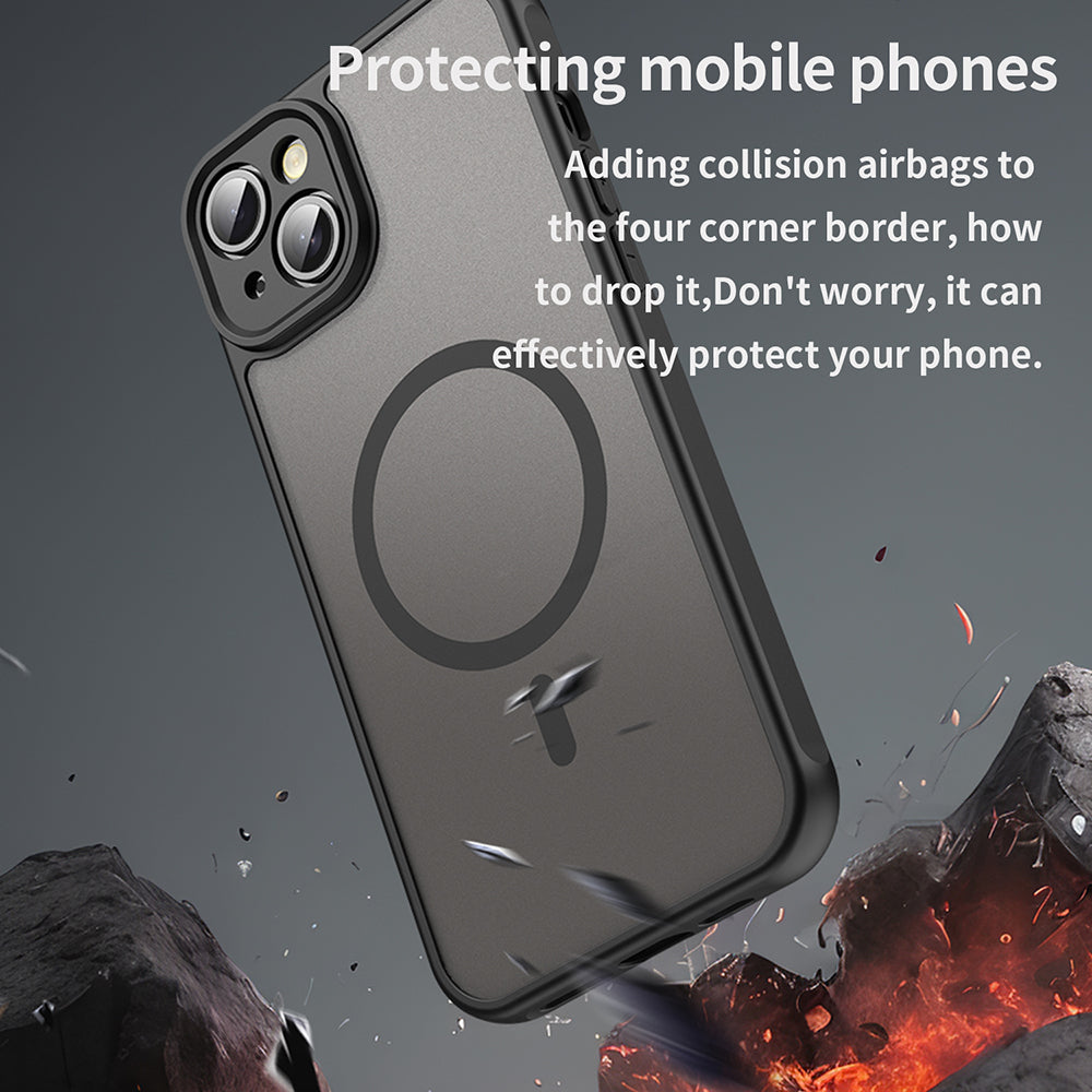 MagSafe-Hülle für Apple iPhone 14 Plus, Techsuit, HaloFrost II, Schwarz