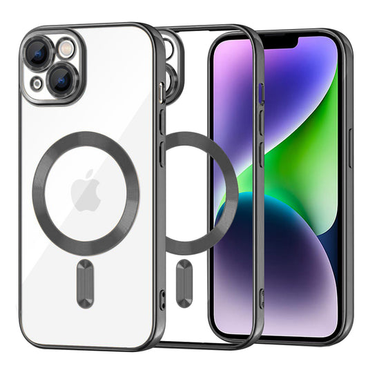 MagSafe-Hülle für Apple iPhone 14 Plus, Techsuit, Luxury Crystal, Schwarz