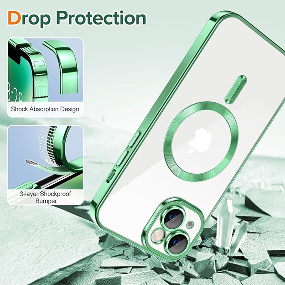 Coque MagSafe pour Apple iPhone 14 Plus, Techsuit, Luxury Crystal, Vert Clair