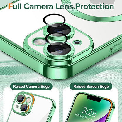 Coque MagSafe pour Apple iPhone 14 Plus, Techsuit, Luxury Crystal, Vert Clair