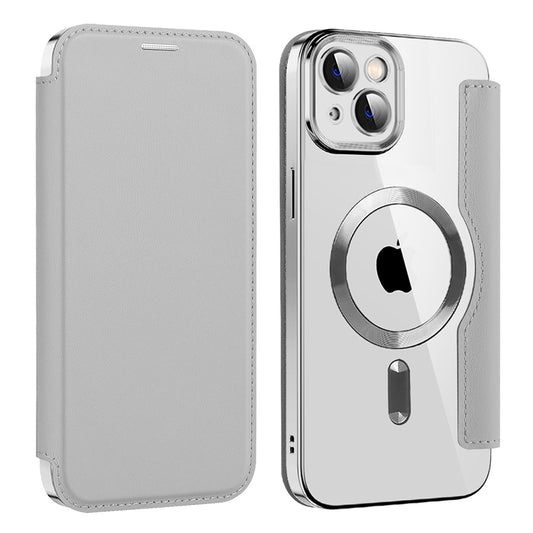 Coque MagSafe pour Apple iPhone 14 Plus, Techsuit, SmartMag Book, Gris