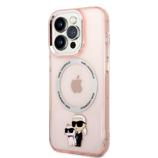 MagSafe Case for Apple iPhone 14 Pro, Karl Lagerfeld, Ikonik Karl & Choupette, Pink