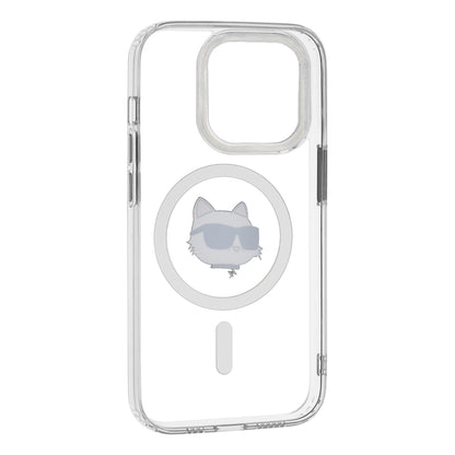 Coque MagSafe pour Apple iPhone 14 Pro, Karl Lagerfeld, IML Metal Choupette's Head, Blanche