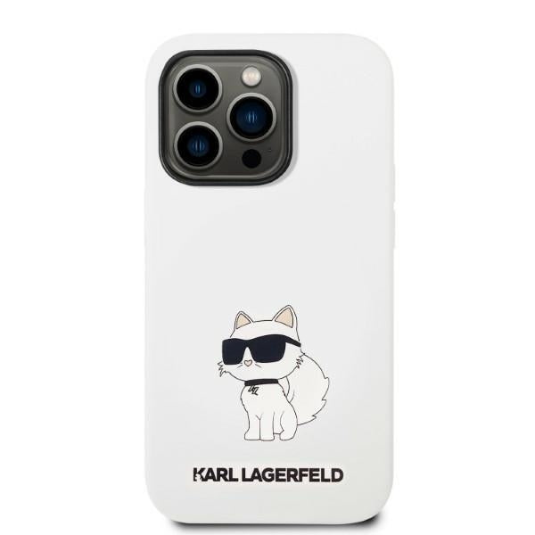 Housse MagSafe pour Apple iPhone 14 Pro, Karl Lagerfeld, Silicone Choupette, Blanche