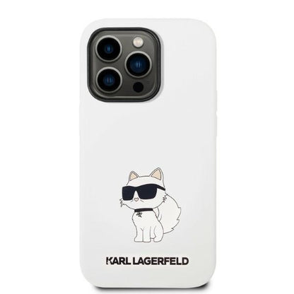 Housse MagSafe pour Apple iPhone 14 Pro, Karl Lagerfeld, Silicone Choupette, Blanche