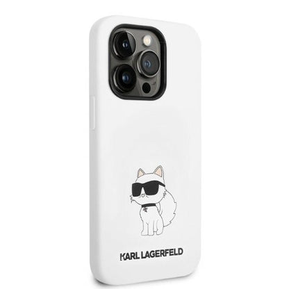 Housse MagSafe pour Apple iPhone 14 Pro, Karl Lagerfeld, Silicone Choupette, Blanche