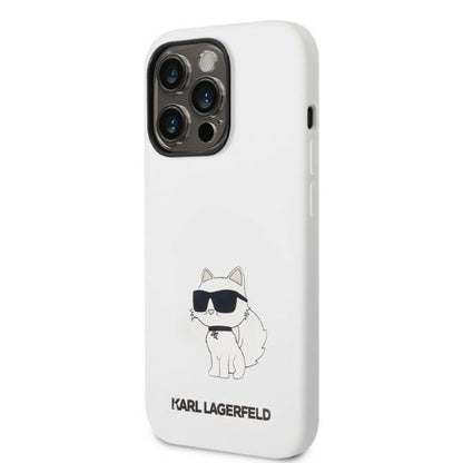 Housse MagSafe pour Apple iPhone 14 Pro, Karl Lagerfeld, Silicone Choupette, Blanche