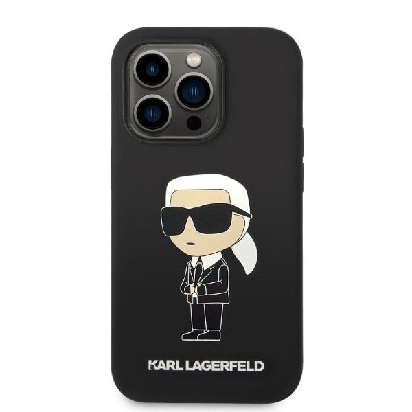 MagSafe Case for Apple iPhone 14 Pro, Karl Lagerfeld, Ikonik Karl Silicone, Black